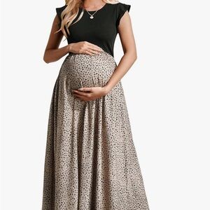 Leopard Print Maternity Maxi Skirt